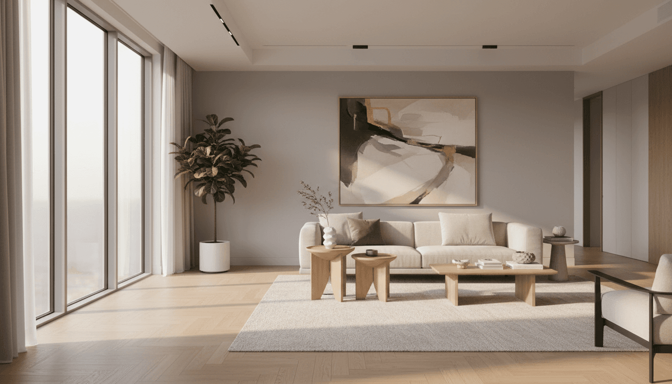 Warm modern home with premium hardwood floors and natural sunlight